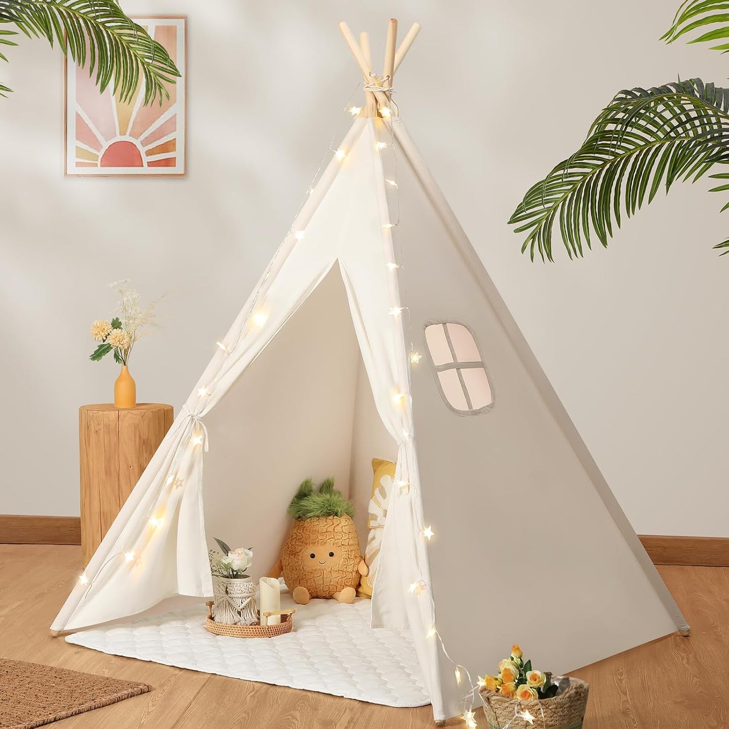 Wild'lings™ Teepee Tent for Kids with Carry Case, Natural Canvas Teepee Play Tent for Outdoor and Indoor Playing