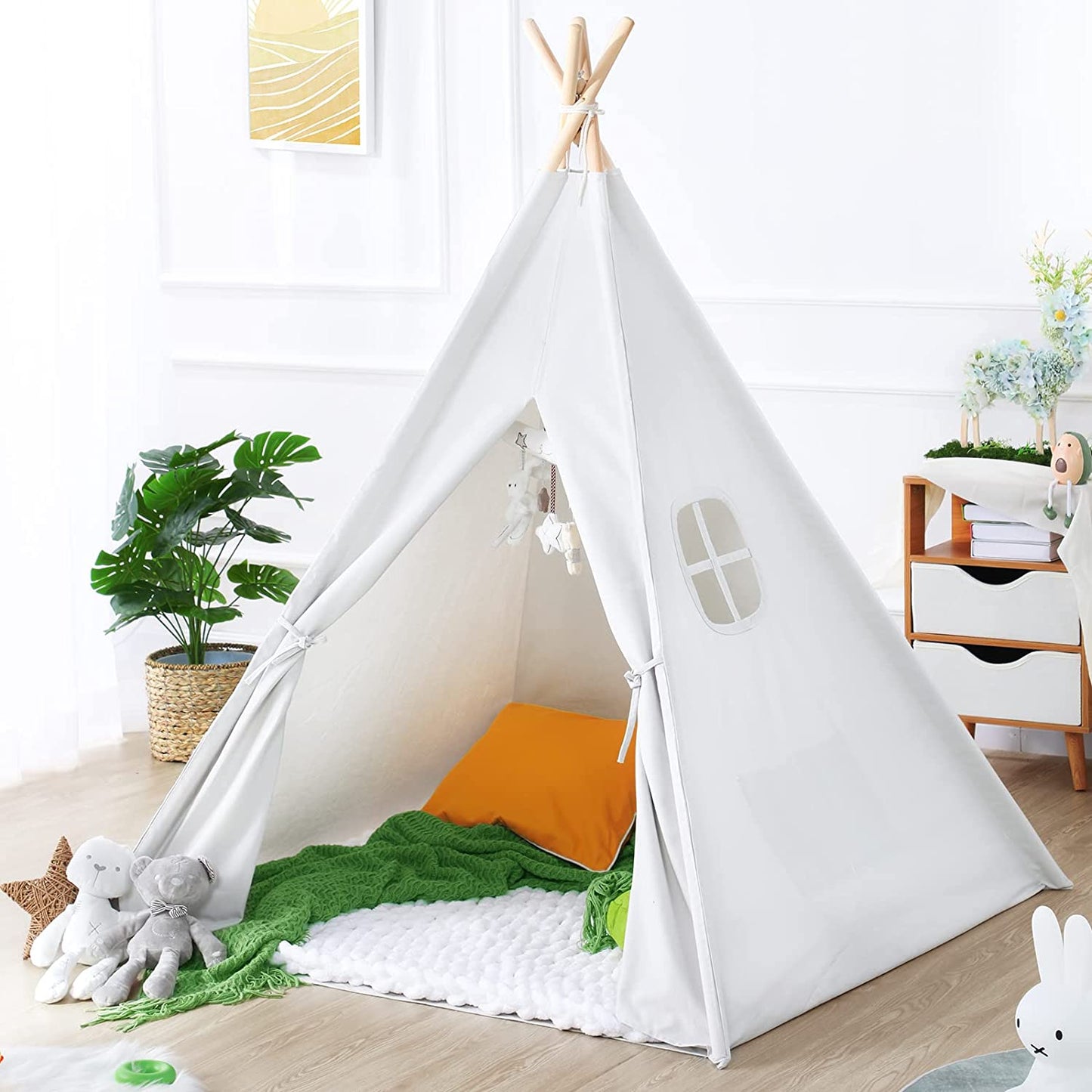 Wild'lings™ Teepee Tent for Kids with Carry Case, Natural Canvas Teepee Play Tent for Outdoor and Indoor Playing