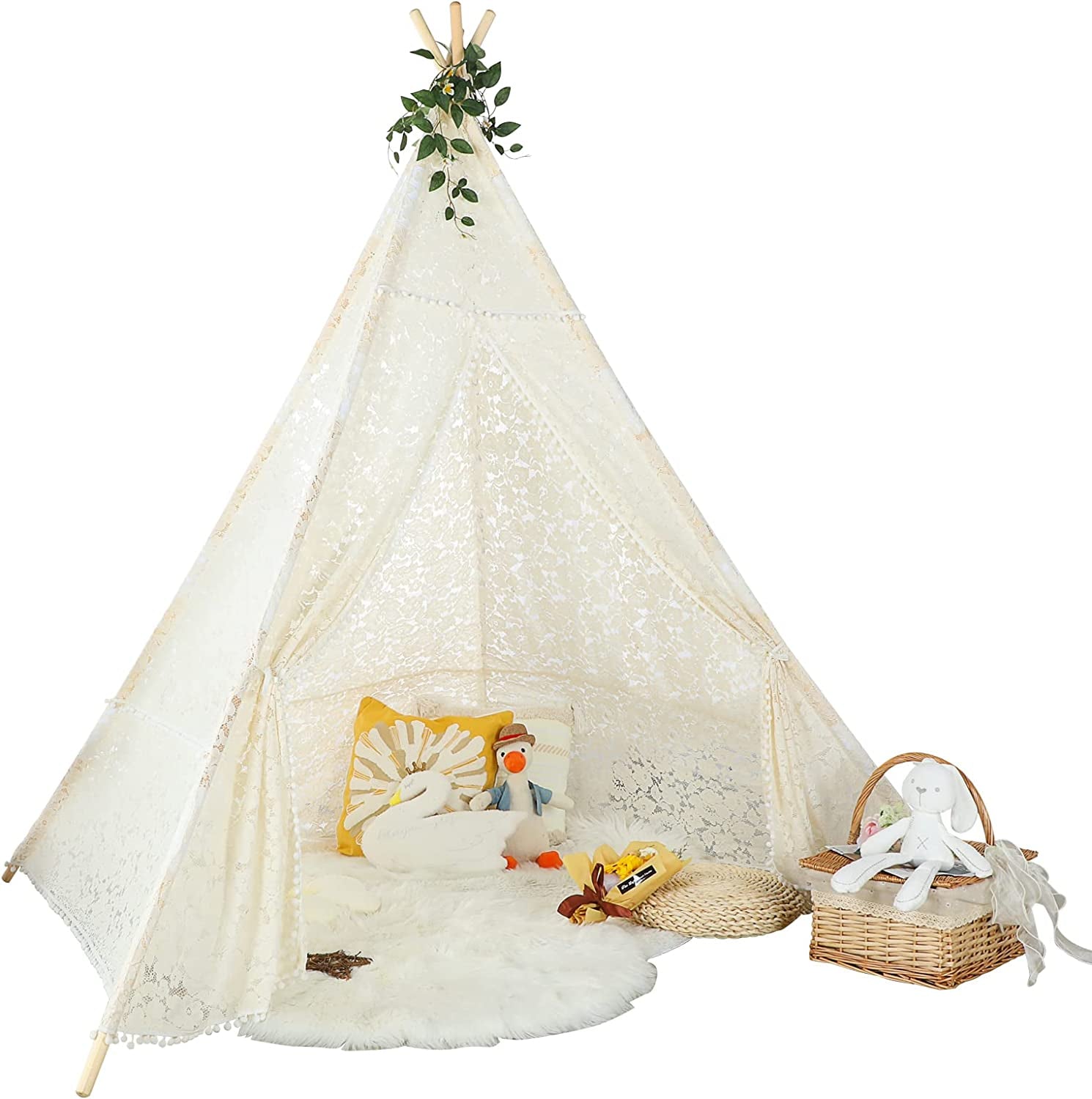 Wild'lings™ Teepee Tent for Kids with Carry Case, Natural Canvas Teepee Play Tent for Outdoor and Indoor Playing